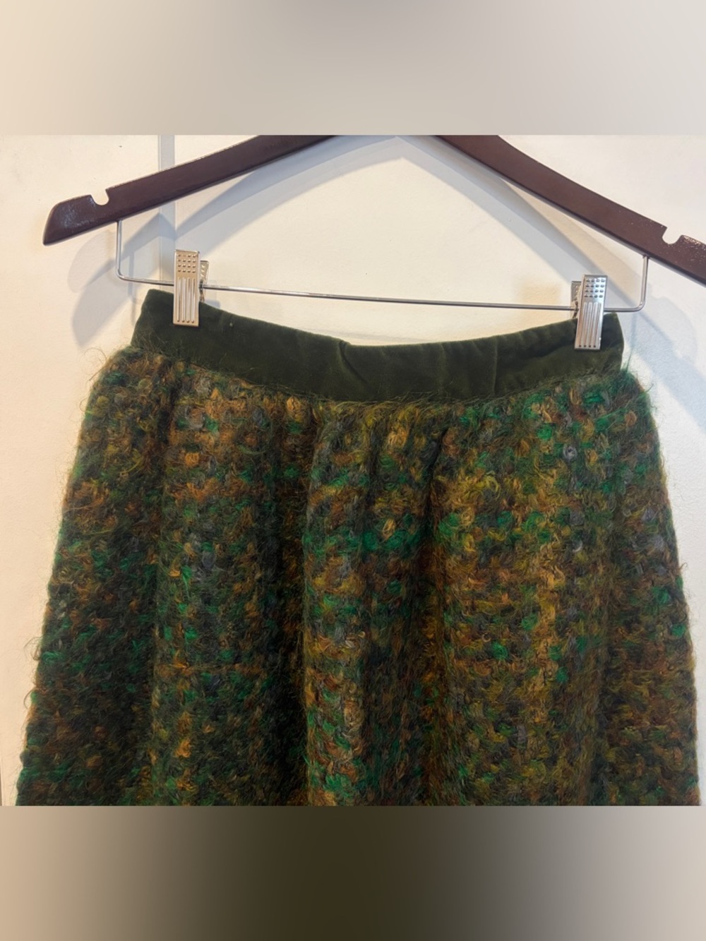 Vintage union made 1960s Green Multi-Tone Wool Blend Skirt - Picture 4 of 15